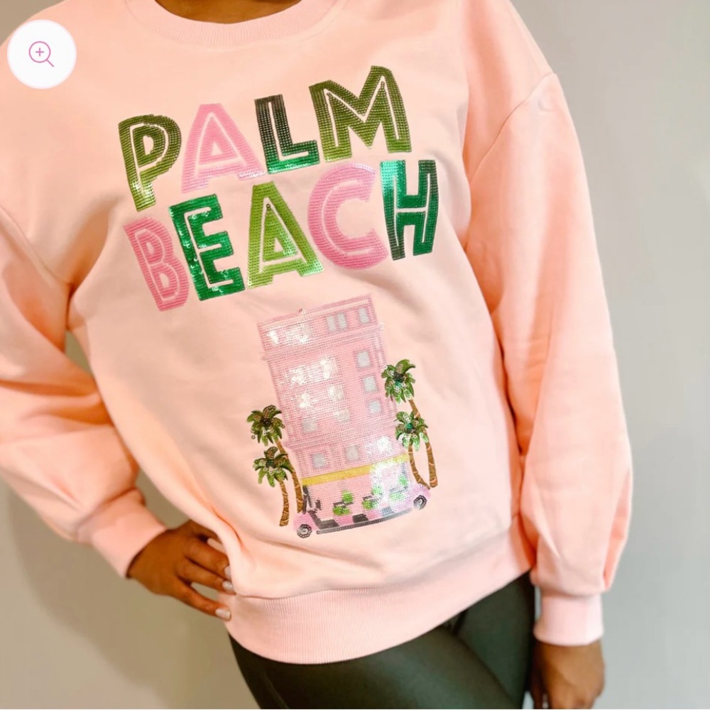 NEW Dorian Elise Palm Beach Vibes Luxe Sweatshirt with sequins & beads
